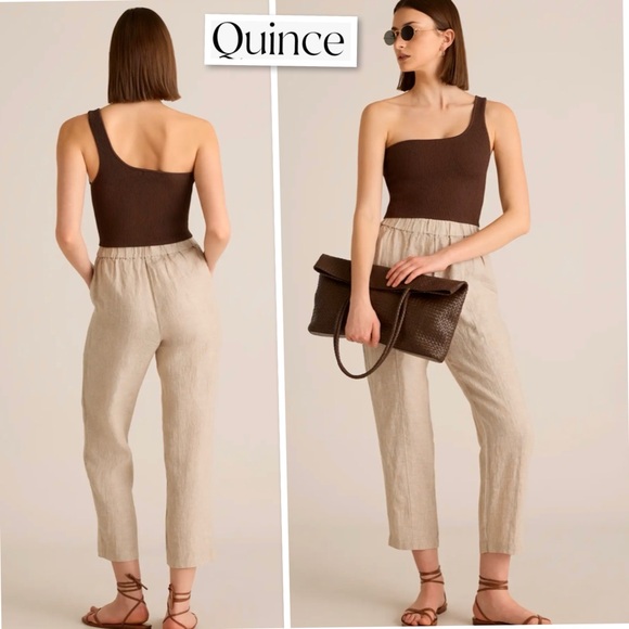 QUINCE New With Tag 100% Organic Linen Pants In The Color Of Driftwood. Size S - Picture 2 of 13